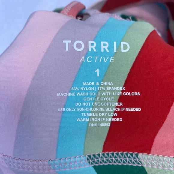 Rainbow Stripes Bright Colourful Women's Torrid Active Sports Bra Size 1X - Picture 6 of 7